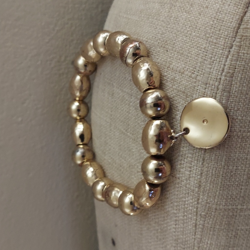Vintage Chicos Gold Beaded Stretch Expansion Bracelet w Charm